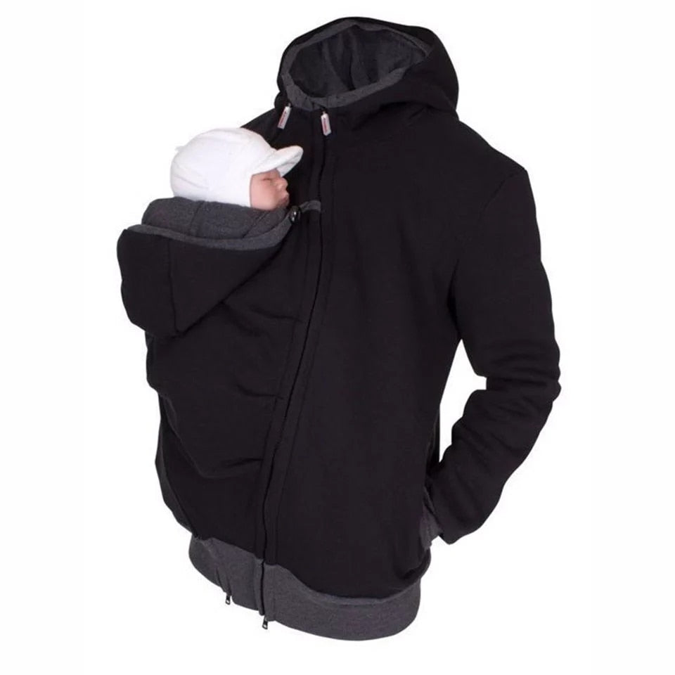 Winter Maternity Clothes Fashion Daddy Baby Carrier Jacket Kangaroo Warm Maternity Hoodies Men Outerwear Coat For Pregnant Woman 時尚冬季孕婦連帽衫及抱帶嬰兒衫