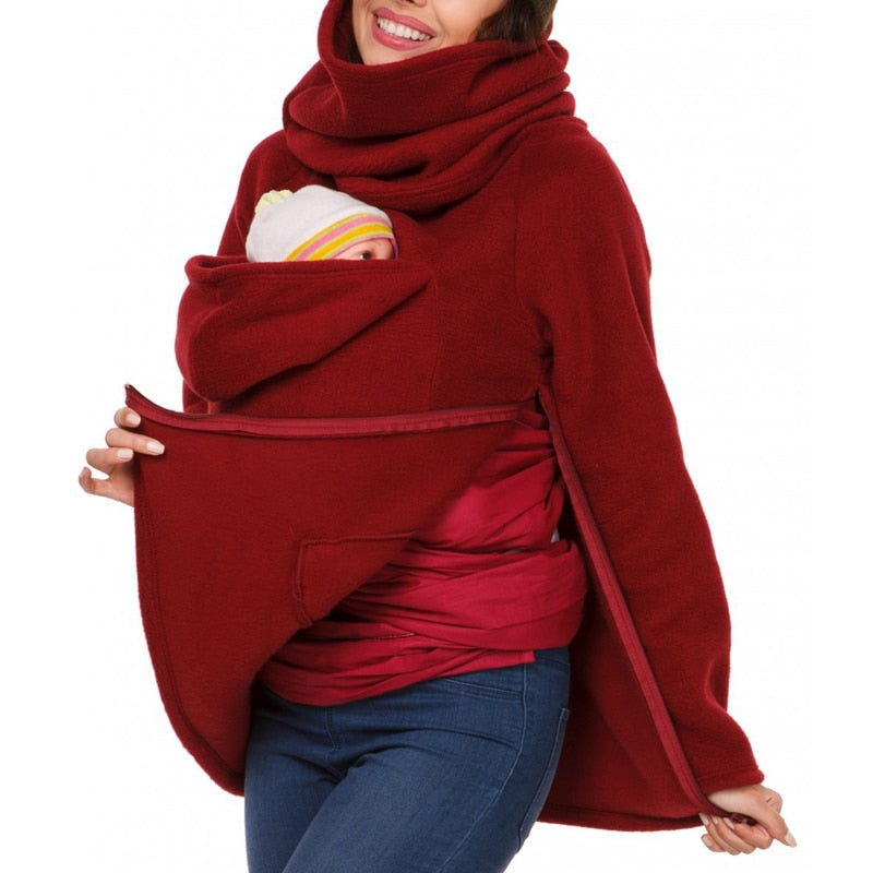 Autumn Winter Kangaroo Coat Maternity Clothing Plus Size Pregnancy Sweater Premama Baby Carrier for 0-12 Months Pregnant Hoodies 秋冬袋鼠裝孕婦大碼毛衣 (適合抱戴 0-12 個月嬰兒)
