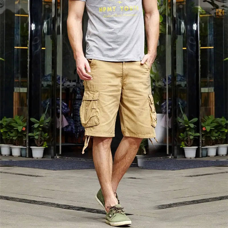 2025 Summer Men's Baggy Multi Pocket Cotton Pants (No Belt) 2025夏季男士寬鬆多口袋純棉短褲無腰帶