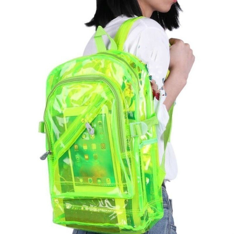 Fashion Transparent Backpack Waterproof PVC Clear Plastic Daily Backpack Mini Teenager Girls Notebook School Bag 時尚透明PVC迷你防水背包
