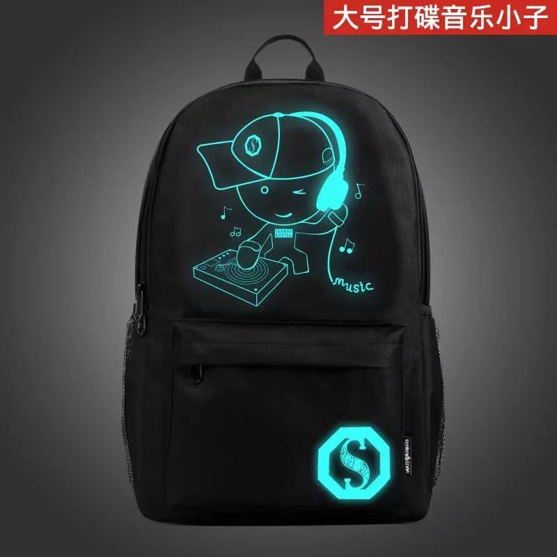 Anime Fashion USB Charge School Backpack Music Luminous Schoolbag For Teenagers Daypack Waterproof Book Bag 時款動漫 USB 充電夜光防水書包