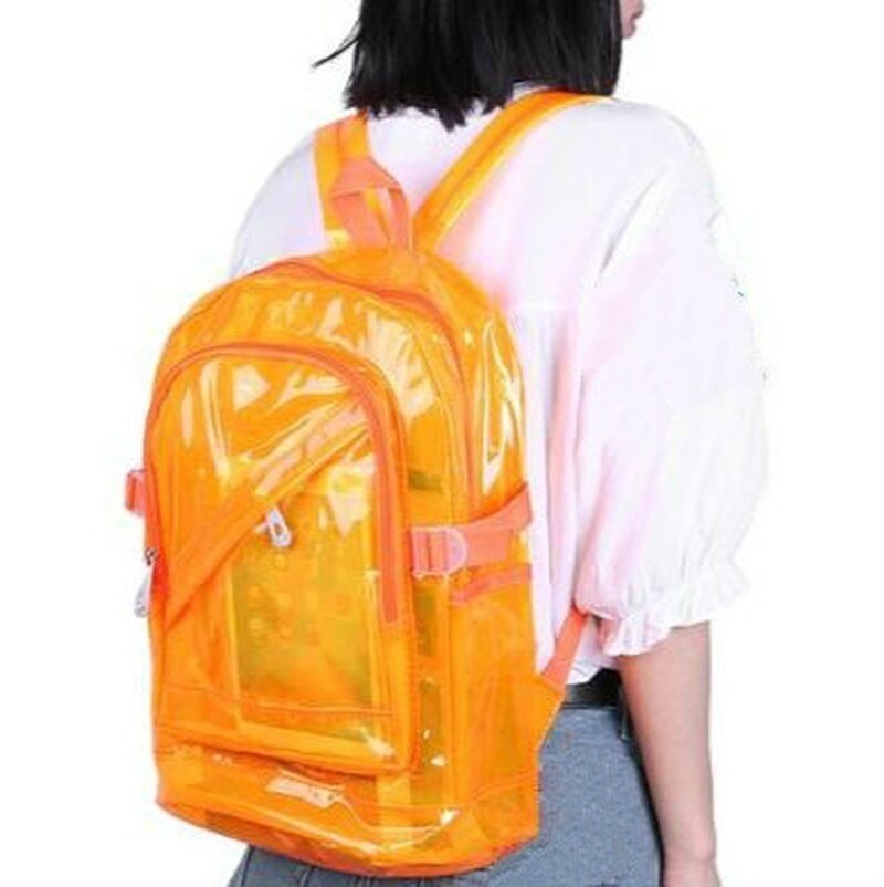 Fashion Transparent Backpack Waterproof PVC Clear Plastic Daily Backpack Mini Teenager Girls Notebook School Bag 時尚透明PVC迷你防水背包