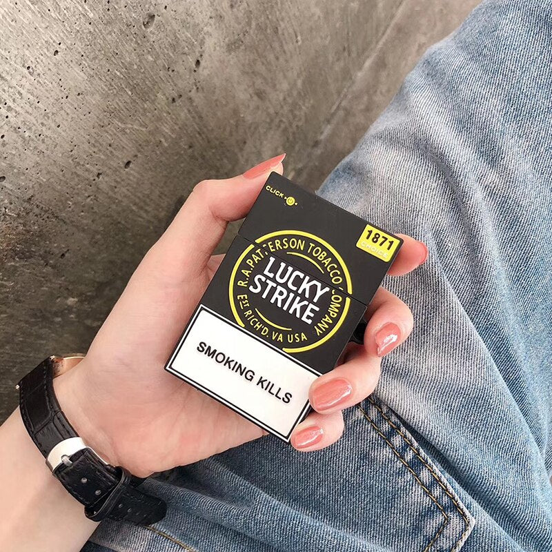 Square Lucky strike Soft silicon Wireless Earphone Charging Cover Bag for Apple AirPods 1 2 Luxury brand Bluetooth Box Headset 軟矽膠無線耳機充電保護套