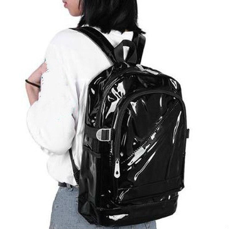 Fashion Transparent Backpack Waterproof PVC Clear Plastic Daily Backpack Mini Teenager Girls Notebook School Bag 時尚透明PVC迷你防水背包