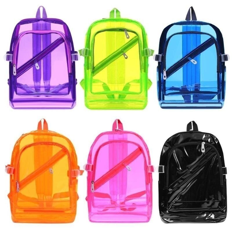 Fashion Transparent Backpack Waterproof PVC Clear Plastic Daily Backpack Mini Teenager Girls Notebook School Bag 時尚透明PVC迷你防水背包