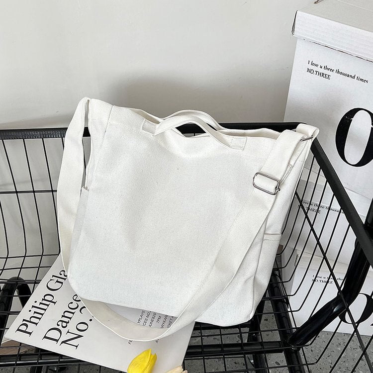 Women Handbags Big Capacity Shoulder Bags Black/Khaki/White/Gray Solid Color Canvas Bags Large Tote Unisex Girls Boys School Bag 女士大容量單肩手提包