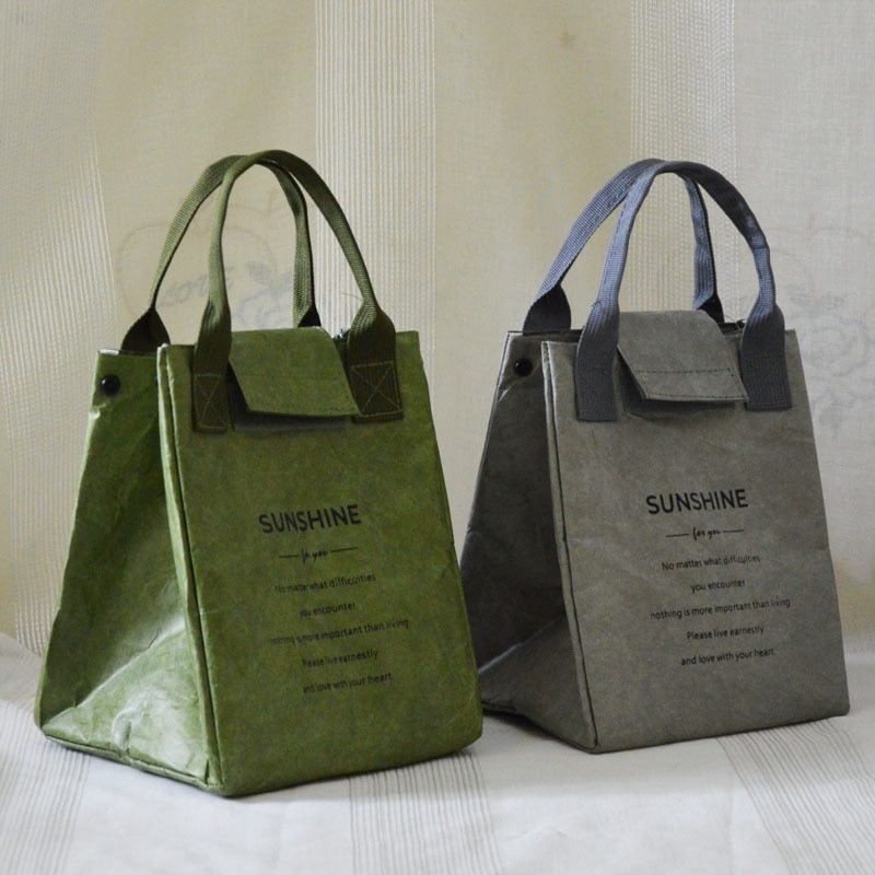 Paper Lunch Bag Waterproof Insulation Bag Lengthen and Thicken Aluminum Foil Japanese Handbag Office Worker Student 紙袋型防水保溫加長加厚鋁箔日系手提包