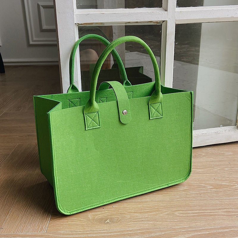 new shopping handbag women's 2022 handbag large capacity open fashion felt shopping designer tote woven bag 時尚毛氈料大容量女裝購物手提包