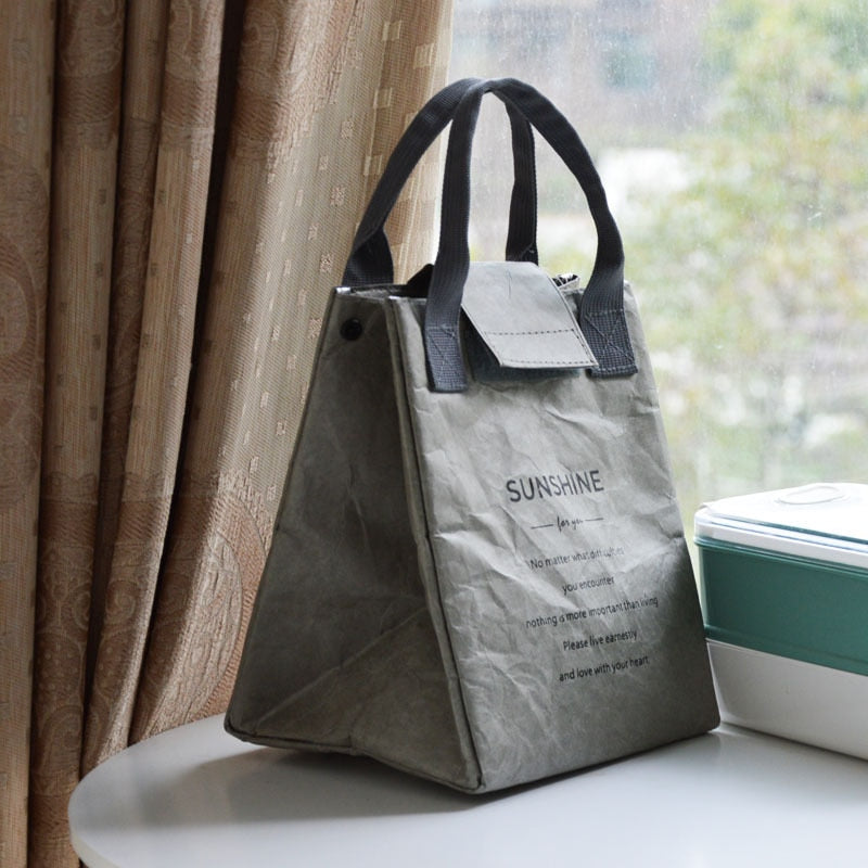 Paper Lunch Bag Waterproof Insulation Bag Lengthen and Thicken Aluminum Foil Japanese Handbag Office Worker Student 紙袋型防水保溫加長加厚鋁箔日系手提包
