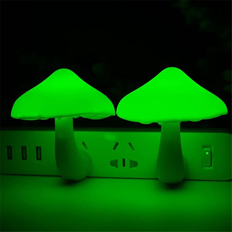 LED Night Lights Mushroom Shape Wall Lamps Automatic Sensor Socket Lamp Light-control Sensor Bedroom Decor Lighting EU US Plug LED蘑菇形自動感應小夜燈