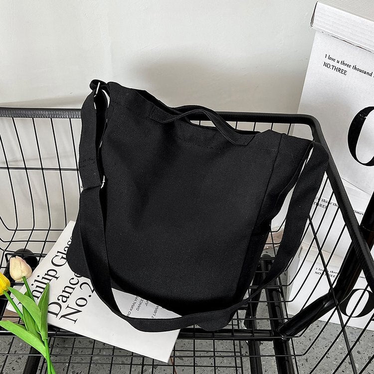 Women Handbags Big Capacity Shoulder Bags Black/Khaki/White/Gray Solid Color Canvas Bags Large Tote Unisex Girls Boys School Bag 女士大容量單肩手提包