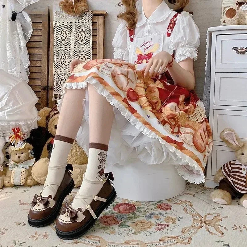 Summer Japanese Style Lolita Kawaii Sweet Sandals Shoes 夏季日本Lolita款式蝴蝶結可愛圓頭鞋