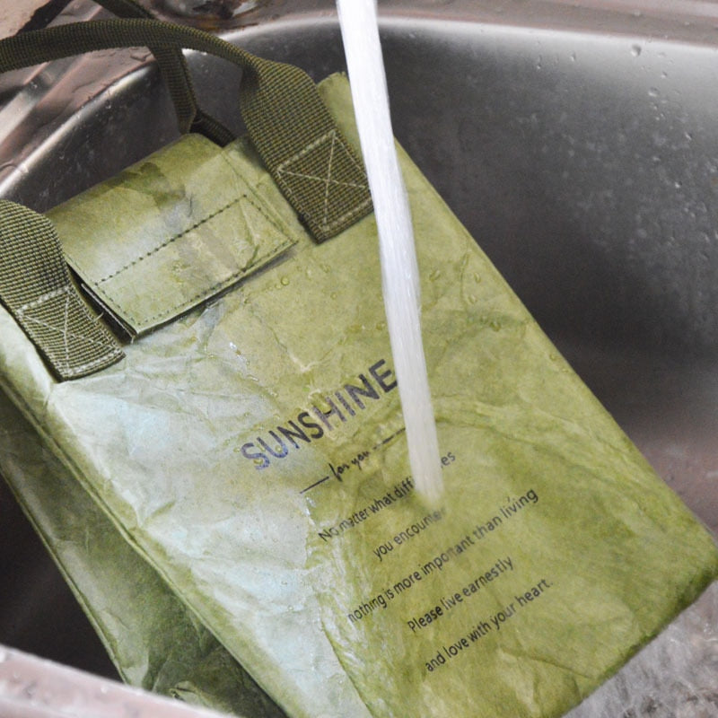 Paper Lunch Bag Waterproof Insulation Bag Lengthen and Thicken Aluminum Foil Japanese Handbag Office Worker Student 紙袋型防水保溫加長加厚鋁箔日系手提包