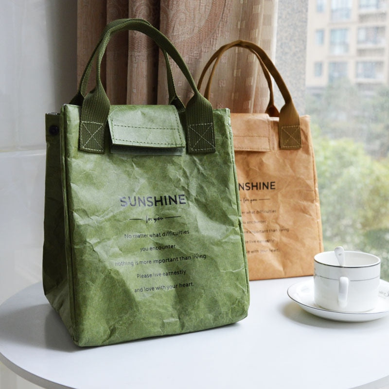 Paper Lunch Bag Waterproof Insulation Bag Lengthen and Thicken Aluminum Foil Japanese Handbag Office Worker Student 紙袋型防水保溫加長加厚鋁箔日系手提包