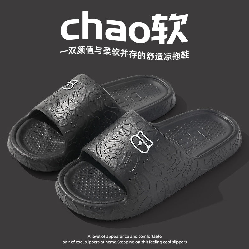 Graffiti Women Slippers Summer Slide Cartoon Shoes EVA Outdoor Women Slides Soft Thick Soled Non-slip Pool Indoor Home Slippers 塗鴉夏季女裝軟厚底防滑拖鞋