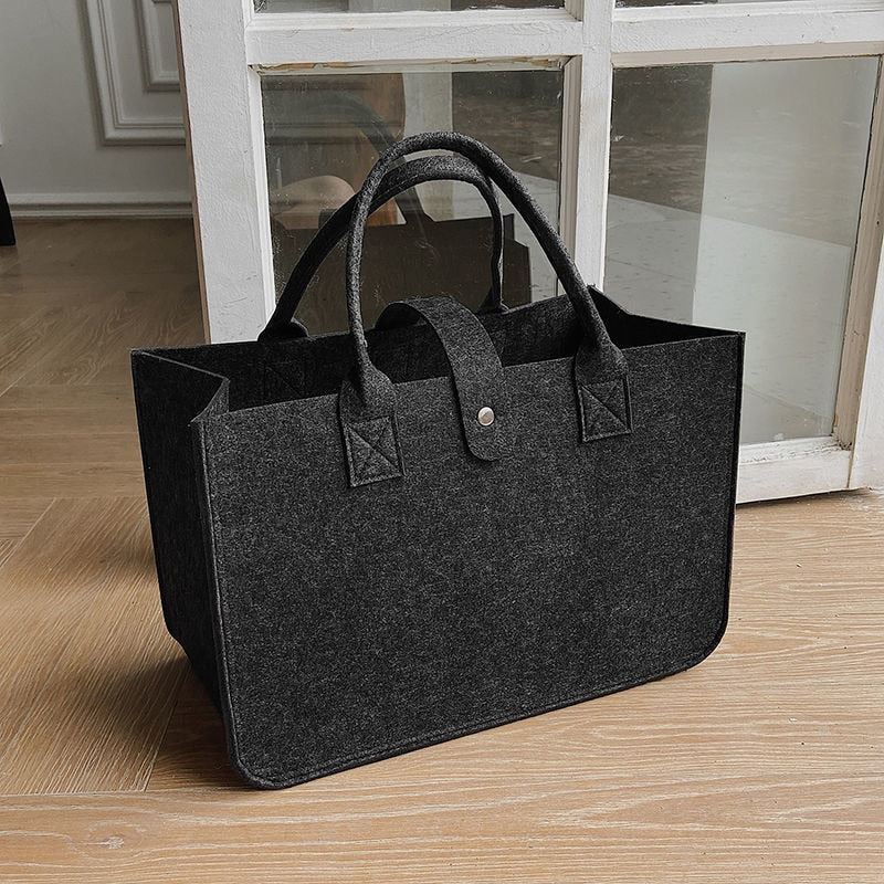 new shopping handbag women's 2022 handbag large capacity open fashion felt shopping designer tote woven bag 時尚毛氈料大容量女裝購物手提包