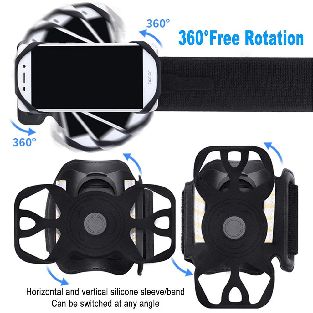 Running Armband Wristband 360°Rotatable Phone Holder Fit 4.5-7’ For Android IOS Samsung With Card Pockets for Running Cycling 360° 可旋轉手機臂帶腕帶支架 (適用於跑步及踏單車)
