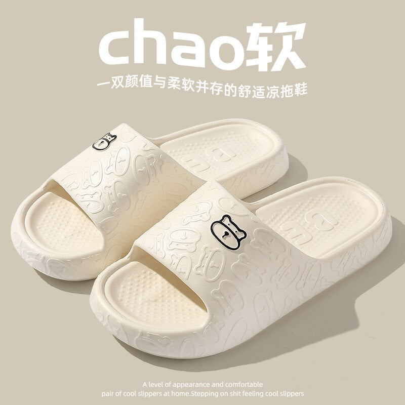 Graffiti Women Slippers Summer Slide Cartoon Shoes EVA Outdoor Women Slides Soft Thick Soled Non-slip Pool Indoor Home Slippers 塗鴉夏季女裝軟厚底防滑拖鞋