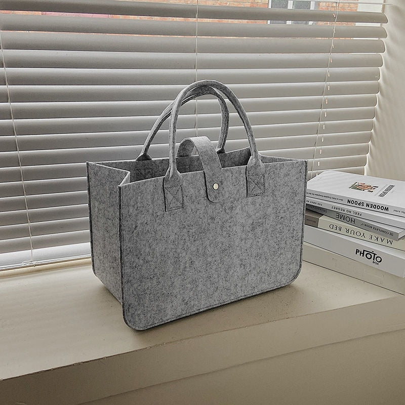 new shopping handbag women's 2022 handbag large capacity open fashion felt shopping designer tote woven bag 時尚毛氈料大容量女裝購物手提包