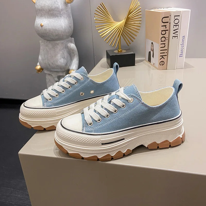 Canvas Womens High Platform Breathable Sneakers 新款女裝透氣休閒帆布鞋