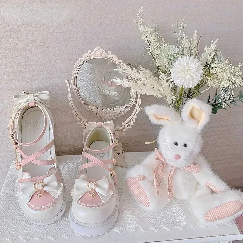 Summer Japanese Style Lolita Kawaii Sweet Sandals Shoes 夏季日本Lolita款式蝴蝶結可愛圓頭鞋