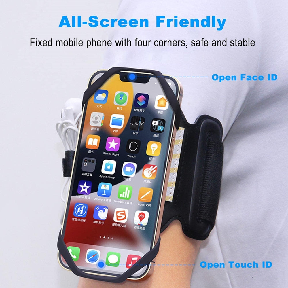 Running Armband Wristband 360°Rotatable Phone Holder Fit 4.5-7’ For Android IOS Samsung With Card Pockets for Running Cycling 360° 可旋轉手機臂帶腕帶支架 (適用於跑步及踏單車)