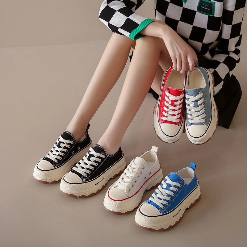 Canvas Womens High Platform Breathable Sneakers 新款女裝透氣休閒帆布鞋