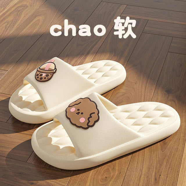Graffiti Women Slippers Summer Slide Cartoon Shoes EVA Outdoor Women Slides Soft Thick Soled Non-slip Pool Indoor Home Slippers 塗鴉夏季女裝軟厚底防滑拖鞋
