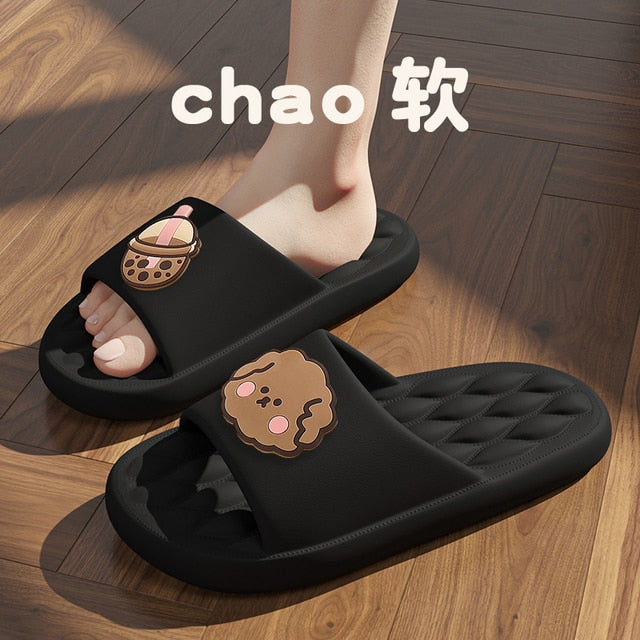 Graffiti Women Slippers Summer Slide Cartoon Shoes EVA Outdoor Women Slides Soft Thick Soled Non-slip Pool Indoor Home Slippers 塗鴉夏季女裝軟厚底防滑拖鞋