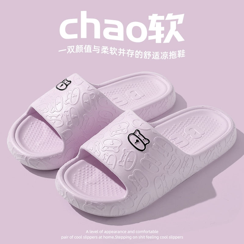 Graffiti Women Slippers Summer Slide Cartoon Shoes EVA Outdoor Women Slides Soft Thick Soled Non-slip Pool Indoor Home Slippers 塗鴉夏季女裝軟厚底防滑拖鞋