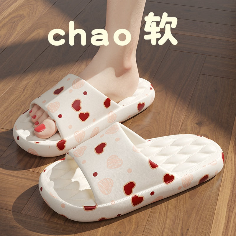 Graffiti Women Slippers Summer Slide Cartoon Shoes EVA Outdoor Women Slides Soft Thick Soled Non-slip Pool Indoor Home Slippers 塗鴉夏季女裝軟厚底防滑拖鞋