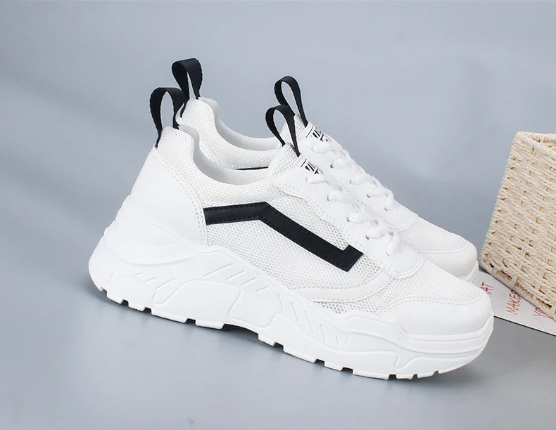 Women Casual Shoes Comfortable Breathable Mesh Flat White Sneakers 女裝舒適透氣網面休閒平底鞋