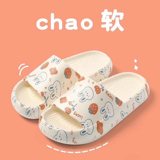 Graffiti Women Slippers Summer Slide Cartoon Shoes EVA Outdoor Women Slides Soft Thick Soled Non-slip Pool Indoor Home Slippers 塗鴉夏季女裝軟厚底防滑拖鞋