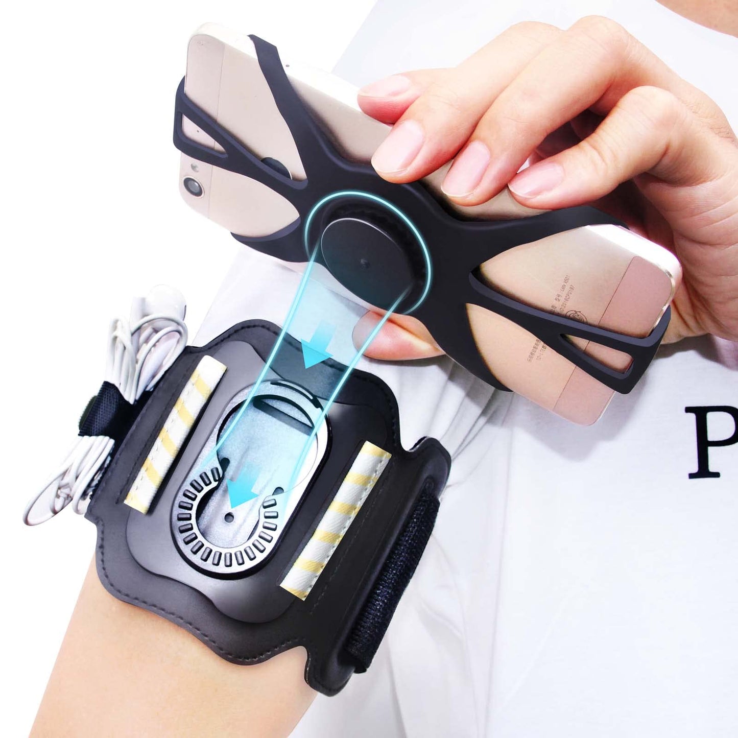 Running Armband Wristband 360°Rotatable Phone Holder Fit 4.5-7’ For Android IOS Samsung With Card Pockets for Running Cycling 360° 可旋轉手機臂帶腕帶支架 (適用於跑步及踏單車)