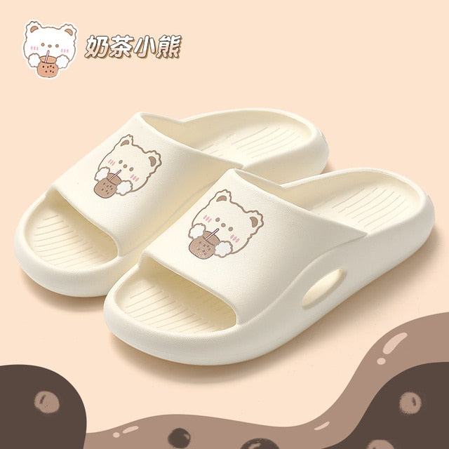 Graffiti Women Slippers Summer Slide Cartoon Shoes EVA Outdoor Women Slides Soft Thick Soled Non-slip Pool Indoor Home Slippers 塗鴉夏季女裝軟厚底防滑拖鞋