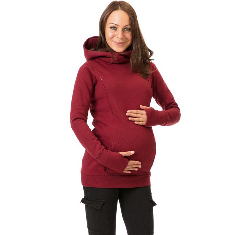 Maternity Sweatshirt Women Nursing Maternity Long Sleeves Hooded Breastfeeding Hoodies Autumn And Winter Pregnant Hooded Sweater 秋冬孕婦及哺乳設計連帽長袖衛衣
