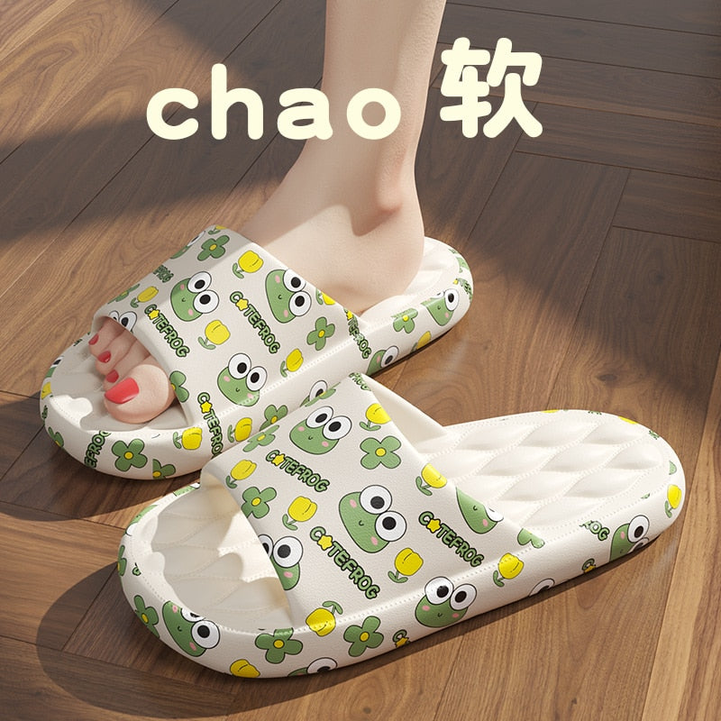 Graffiti Women Slippers Summer Slide Cartoon Shoes EVA Outdoor Women Slides Soft Thick Soled Non-slip Pool Indoor Home Slippers 塗鴉夏季女裝軟厚底防滑拖鞋