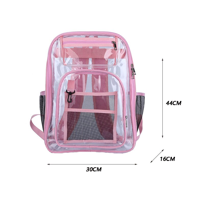 Backpack Waterproof Transparent School Bag Girl Large Capacity Backpack Solid Clear Backpack Men Fashion Transparent Plastic Bag 時尚防水透明塑料背包