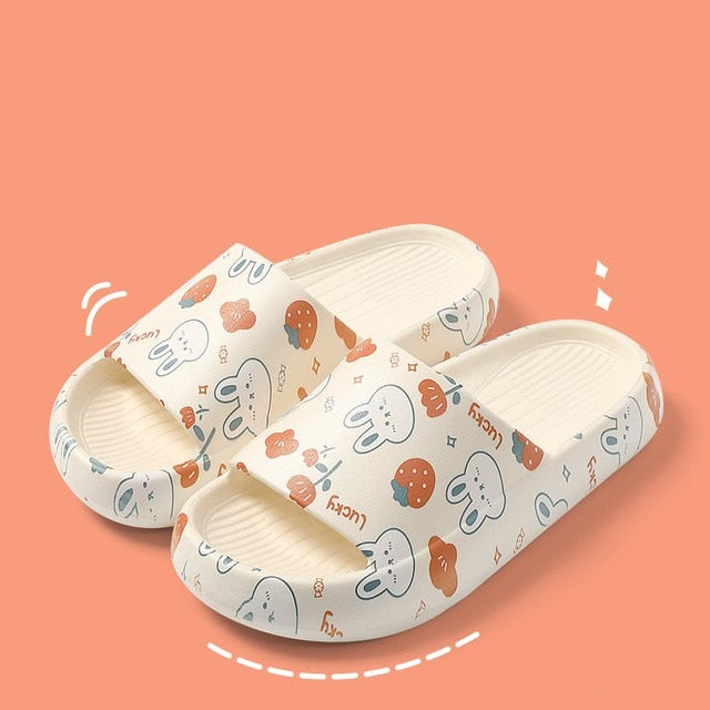Graffiti Women Slippers Summer Slide Cartoon Shoes EVA Outdoor Women Slides Soft Thick Soled Non-slip Pool Indoor Home Slippers 塗鴉夏季女裝軟厚底防滑拖鞋