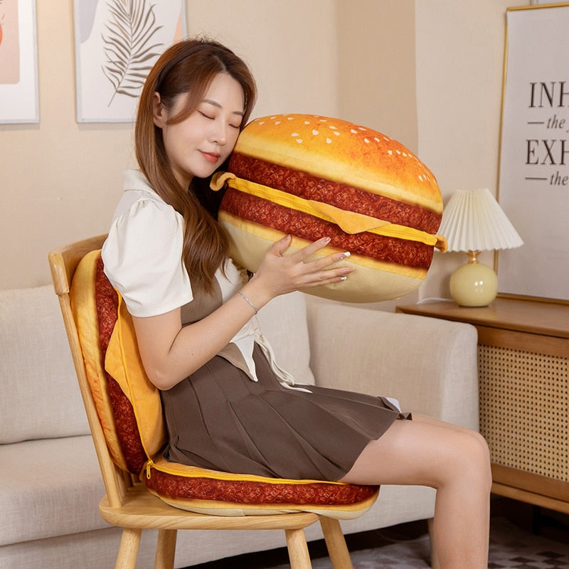 Funny 1pc 40cm Nice Simualtion Plush Food Bread Toast Hamburger Pillow Stuffed Food Toys Home Sofa Floor Cushion 精美仿真毛絨 40 厘米漢堡包枕頭及沙發座墊