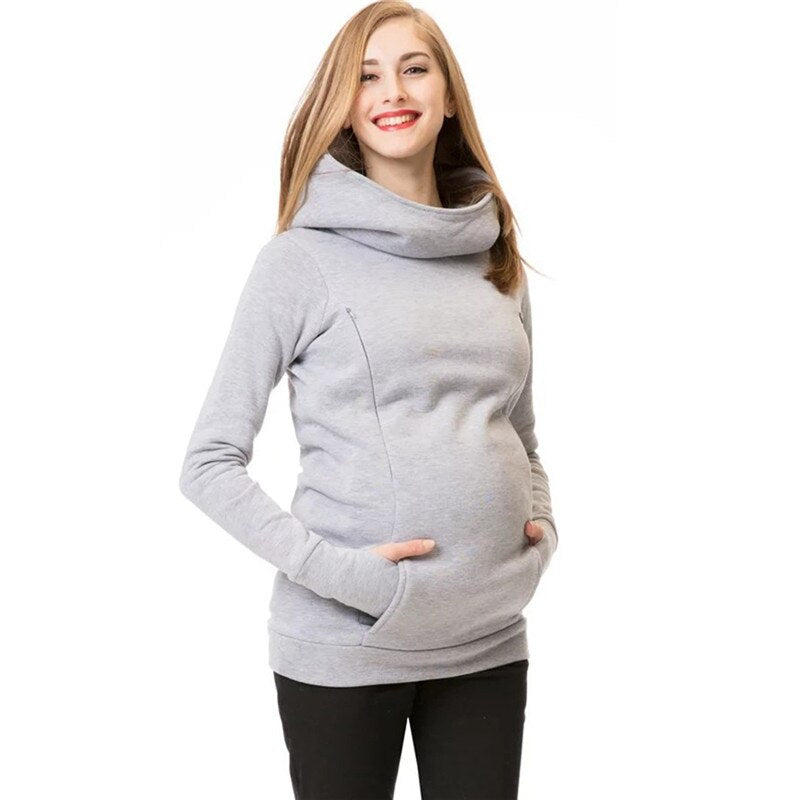 Maternity Sweatshirt Women Nursing Maternity Long Sleeves Hooded Breastfeeding Hoodies Autumn And Winter Pregnant Hooded Sweater 秋冬孕婦及哺乳設計連帽長袖衛衣