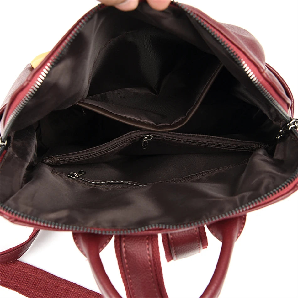 Fashion Women Backpacks Leather Rucksack Female Shoulder Bags 時尚女裝併色背包