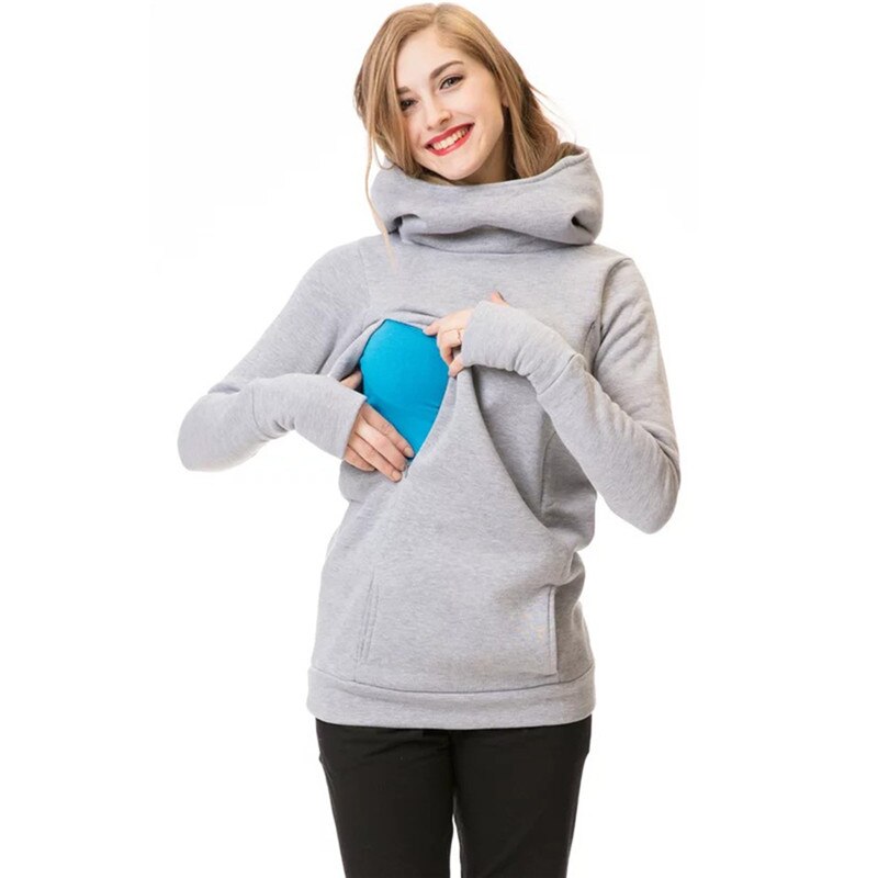 Maternity Sweatshirt Women Nursing Maternity Long Sleeves Hooded Breastfeeding Hoodies Autumn And Winter Pregnant Hooded Sweater 秋冬孕婦及哺乳設計連帽長袖衛衣