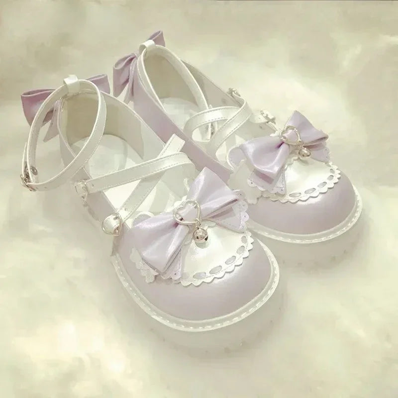 Summer Japanese Style Lolita Kawaii Sweet Sandals Shoes 夏季日本Lolita款式蝴蝶結可愛圓頭鞋