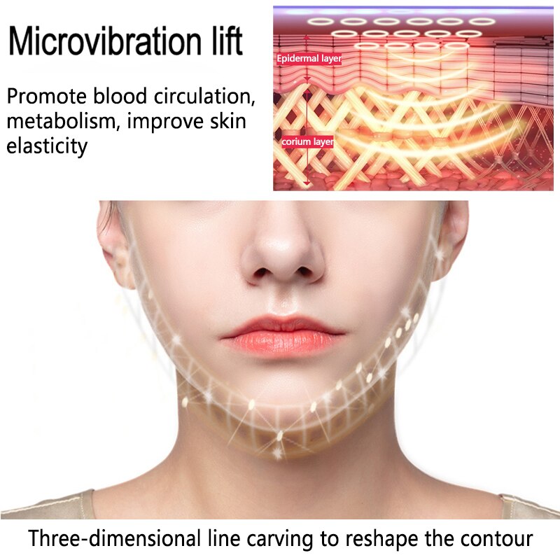 Facial Lifting Device LED Photon Therapy Facial Slimming Vibration Massager Double Chin V-shaped Cheek Lift Face Machine Health LED 光子療法面部振動 V 形臉頰提升按摩器
