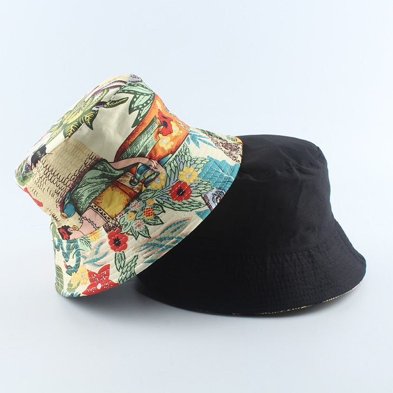 2022 New Panama Hat Men Women Print Bucket Hat Reversible Fisherman Hats Summer Casual Hip Hop Bob Chapeau Visor Bucket Cap