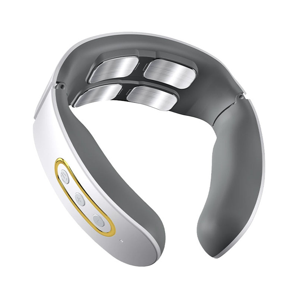 Practical Electric Neck Massager Pulse Back 6 Modes Voice broadcast Heating Pain Relief Neck Kneading Massager