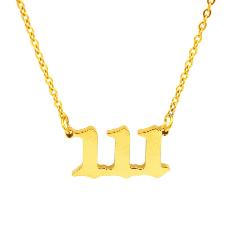 Stainless Steel Angel Number Necklace (Combination of 3 Identical Numbers) For Women Men Lucky Number Chain Necklaces Jewelry