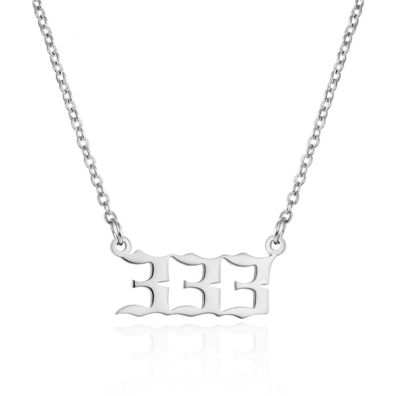 Stainless Steel Angel Number Necklace (Combination of 3 Identical Numbers) For Women Men Lucky Number Chain Necklaces Jewelry