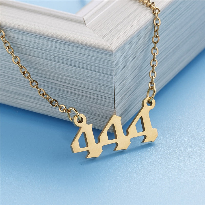 Stainless Steel Angel Number Necklace (Combination of 3 Identical Numbers) For Women Men Lucky Number Chain Necklaces Jewelry